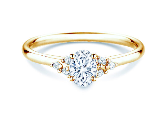 Verlobungsring Blossom Oval in 9K Gelbgold mit natürlichen Diamanten 0,58ct