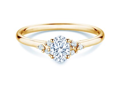 Verlobungsring Blossom Oval in 9K Gelbgold mit natürlichen Diamanten 0,29ct G/SI
