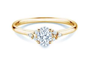 Verlobungsring Blossom Oval in 9K Gelbgold mit natürlichen Diamanten 0,29ct G/SI