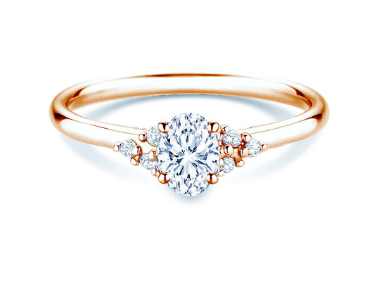 Verlobungsring Blossom Oval in 9K Roségold mit natürlichen Diamanten 0,58ct