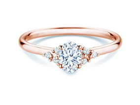 Verlobungsring Blossom Oval in 9K Roségold mit natürlichen Diamanten 0,29ct G/SI