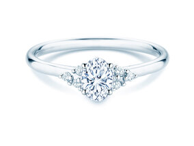 Verlobungsring Blossom Oval in 9K Weißgold mit natürlichen Diamanten 0,29ct G/SI