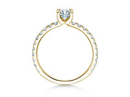 Verlobungsring Classic 4 Cushion Pavé in 14K Gelbgold mit natürlichen Diamanten 0,33ct G/SI