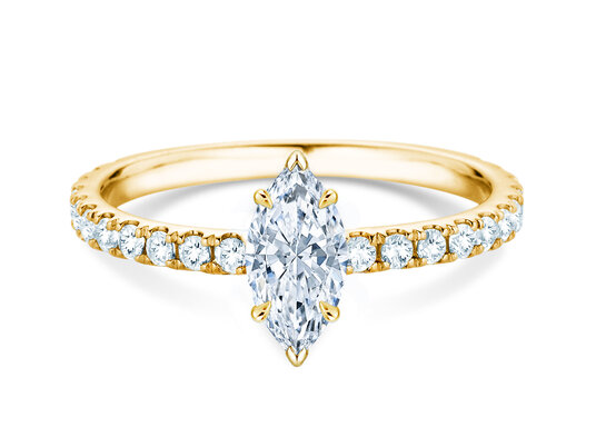 Verlobungsring Classic 4 Marquise Pavé in 9K Gelbgold mit natürlichen Diamanten 0,87ct