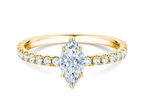 Verlobungsring Classic 4 Marquise Pavé in 14K Gelbgold mit natürlichen Diamanten 0,33ct G/SI