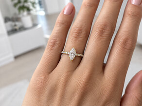 Verlobungsring Classic 4 Marquise Pavé in 14K Gelbgold mit Labordiamanten 0,56ct E/VS