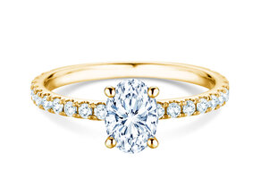 Verlobungsring Classic 4 Oval Pavé in 9K Gelbgold mit natürlichen Diamanten 0,87ct G/SI