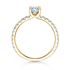 Verlobungsring Classic 4 Oval Pavé in 9K Gelbgold mit natürlichen Diamanten 0,87ct G/SI