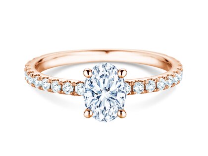 Verlobungsring Classic 4 Oval Pavé in Roségold