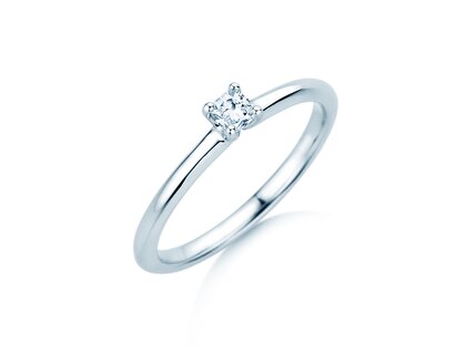 Verlobungsring Cushion Clean in 14K Weißgold mit Diamant 0,08ct G/SI