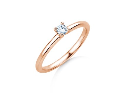 Verlobungsring Cushion Clean in 9K Roségold mit Diamant 0,23ct G/SI