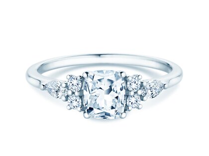Verlobungsring Cushion Marquise in 9K Weißgold mit Labordiamanten 1,28ct E/VS