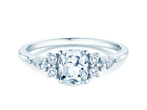 Verlobungsring Cushion Marquise in 9K Weißgold mit Labordiamanten 1,28ct E/VS