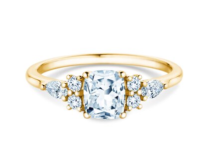 Verlobungsring Cushion Marquise in 9K Gelbgold mit Diamanten 1,28ct G/SI