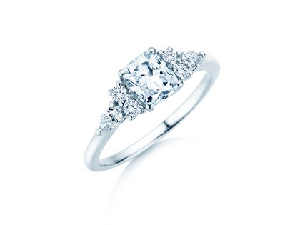 Verlobungsring Cushion Marquise in 9K Weißgold mit Labordiamanten 1,28ct E/VS