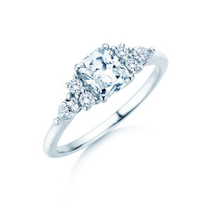 Verlobungsring Cushion Marquise in 9K Weißgold mit Labordiamanten 1,28ct E/VS