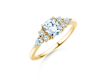 Verlobungsring Cushion Marquise in 9K Gelbgold mit Diamanten 1,28ct G/SI