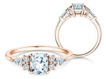 Verlobungsring Cushion Marquise in 9K Weißgold mit Diamanten 1,28ct G/SI