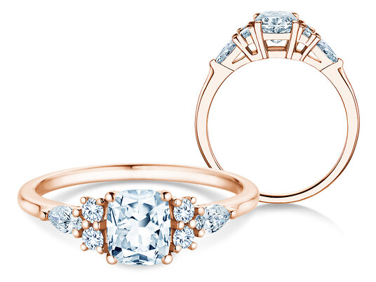Verlobungsring Cushion Marquise in 9K Weißgold mit Diamanten 1,28ct G/SI