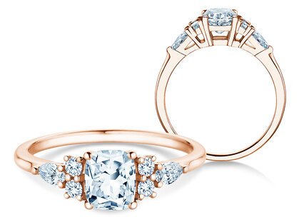 Verlobungsring Cushion Marquise in 14K Roségold mit Diamanten 1,28ct G/SI