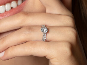 Verlobungsring Cushion Pavé in 14K Weißgold mit Diamanten 1,22ct G/SI