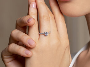 Verlobungsring Cushion Pavé in 14K Gelbgold mit Diamanten 0,44ct G/SI