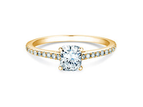 Verlobungsring Cushion Pavé in 9K Gelbgold mit Diamanten 1,22ct G/SI