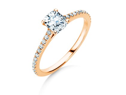 Verlobungsring Cushion Pavé in 9K Roségold mit Diamanten 0,77ct G/SI
