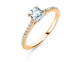 Verlobungsring Cushion Pavé in 9K Roségold mit Diamanten 0,77ct G/SI