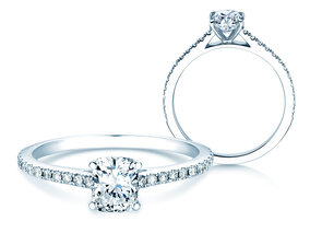 Verlobungsring Cushion Pavé in Platin 950/- mit Diamanten 0,54ct G/SI