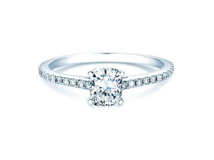 Verlobungsring Cushion Pavé in 14K Weißgold mit Diamanten 1,22ct G/SI