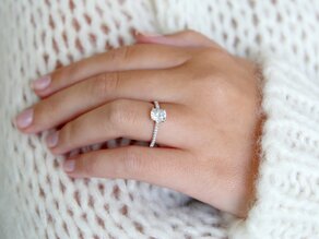 Verlobungsring Cushion Pavé in 14K Weißgold mit Diamanten 1,22ct G/SI