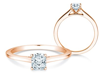 Verlobungsring Cushion in 18K Roségold mit Diamant 0,30ct G/SI