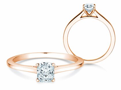 Verlobungsring Cushion in 14K Roségold mit Diamant 0,30ct G/SI