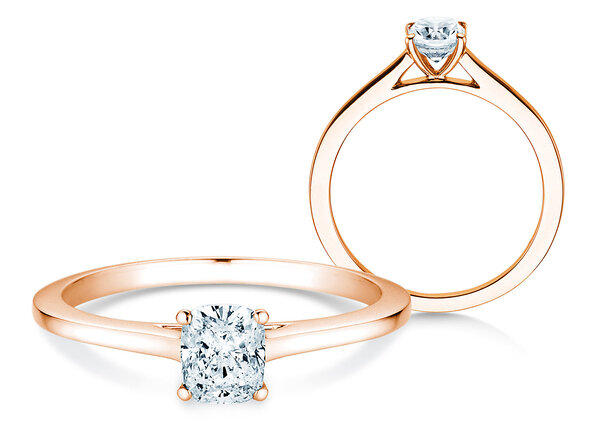 Verlobungsring Cushion in 14K Roségold mit Diamant 0,50ct G/SI