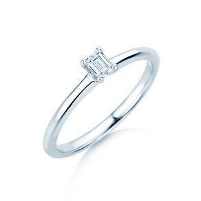 Verlobungsring Emerald Clean in 14K Weißgold mit Diamant 0,08ct G/VS