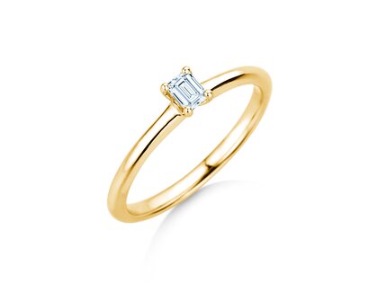Verlobungsring Emerald Clean in 14K Gelbgold mit Diamant 0,08ct G/VS