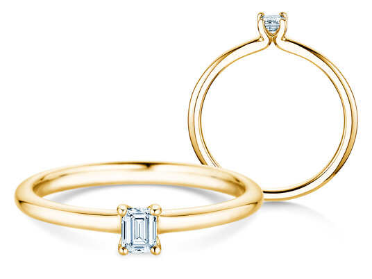 Verlobungsring Emerald Clean in 14K Gelbgold mit Diamant 0,08ct G/VS