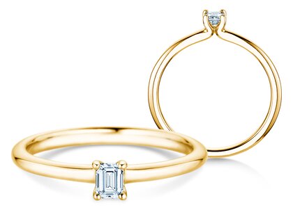 Verlobungsring Emerald Clean in 14K Gelbgold mit Diamant 0,08ct G/VS