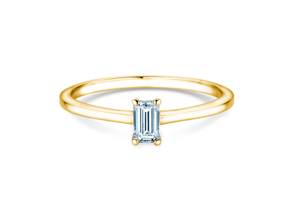 Verlobungsring Emerald Cross in 9K Gelbgold mit Labordiamant 0,25ct E/VS