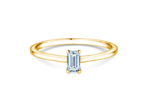 Verlobungsring Emerald Cross in 9K Gelbgold mit Labordiamant 0,25ct E/VS
