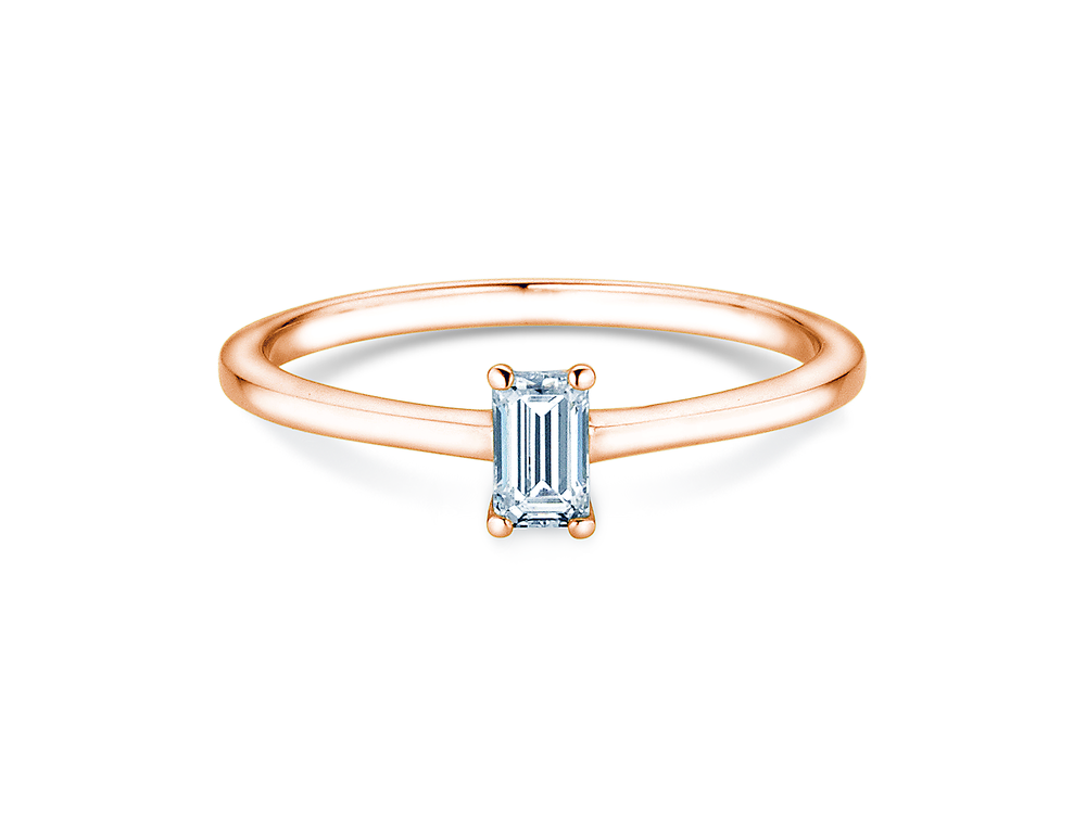 Verlobungsring Emerald Cross in 9K Roségold mit Labordiamant 0,50ct D/IF