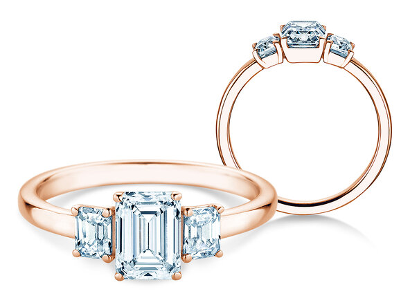 Verlobungsring Emerald Eden in 14K Roségold mit Diamanten 0,74ct G/VS
