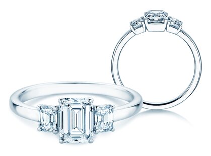 Verlobungsring Emerald Eden in 14K Weißgold mit Diamanten 0,46ct G/VS