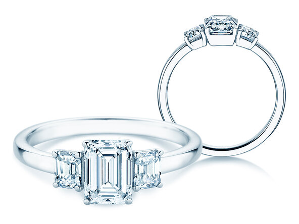 Verlobungsring Emerald Eden in 9K Weißgold mit Labordiamanten 0,46ct E/VS