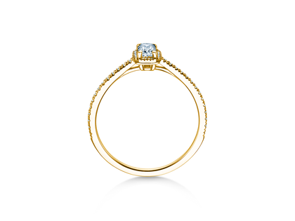 Verlobungsring Emerald Halo Pavé in 14K Gelbgold mit Diamanten 0,75ct G/VS