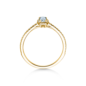 Verlobungsring Emerald Halo Pavé in 14K Gelbgold mit Diamanten 0,75ct G/VS