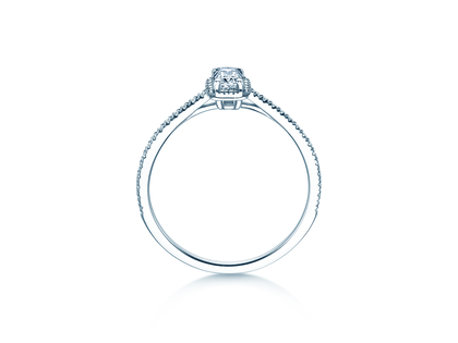 Verlobungsring Emerald Halo Pavé in 14K Weißgold mit Labordiamanten 0,75ct E/VS