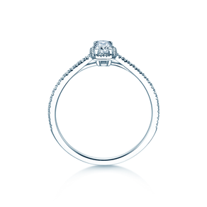 Verlobungsring Emerald Halo Pavé in 14K Weißgold mit Labordiamanten 0,75ct E/VS