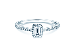 Verlobungsring Emerald Halo Pavé in 14K Weißgold mit Labordiamanten 0,75ct E/VS